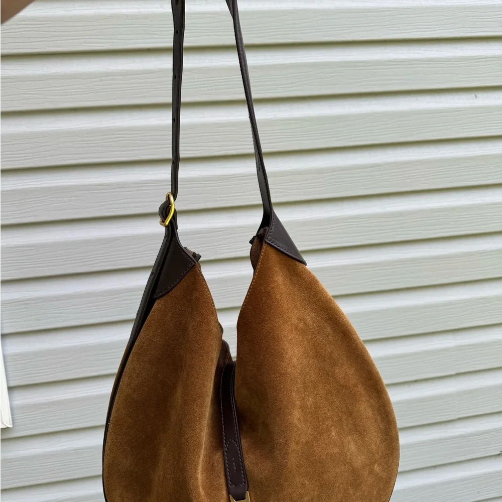 Ralph Lauren Polo ID Suede Large Shoulder Bag - Picture 2 of 6